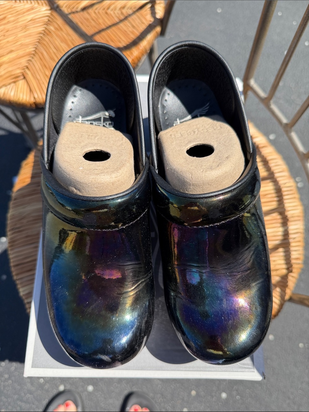 Dansko Womens Black Iridescent Clogs